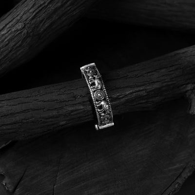 White - saanjh bela elephant oxidised bangle - handcrafted