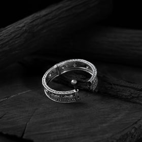 White - saanjh bela elephant oxidised bangle - handcrafted