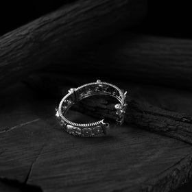 White - saanjh bela elephant oxidised bangle - handcrafted