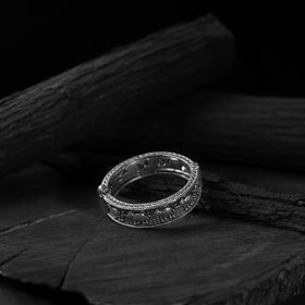 White - saanjh bela elephant oxidised bangle - handcrafted