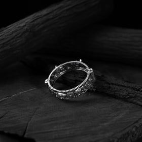 White - saanjh bela elephant oxidised bangle - handcrafted