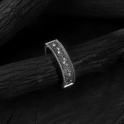 White - saanjh bela elephant oxidised bangle - handcrafted