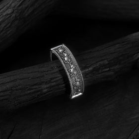 White - saanjh bela elephant oxidised bangle - handcrafted