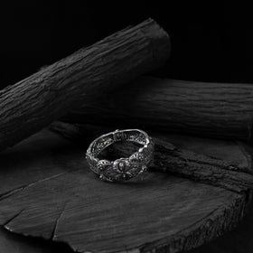 White - saanjh bela floral oxidised bangle - handcrafted