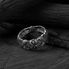 White - saanjh bela floral oxidised bangle - handcrafted