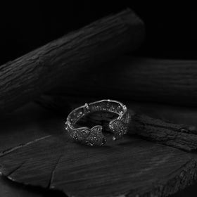 White - saanjh bela flower motif oxidised bangle