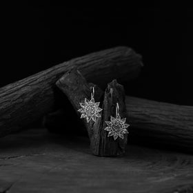 White - saanjh bela flower oxidised drop earrings