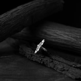 White - saanjh bela mandala oxidised ring - handcrafted