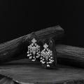 White - saanjh bela mayura oxidised earrings - handcrafted