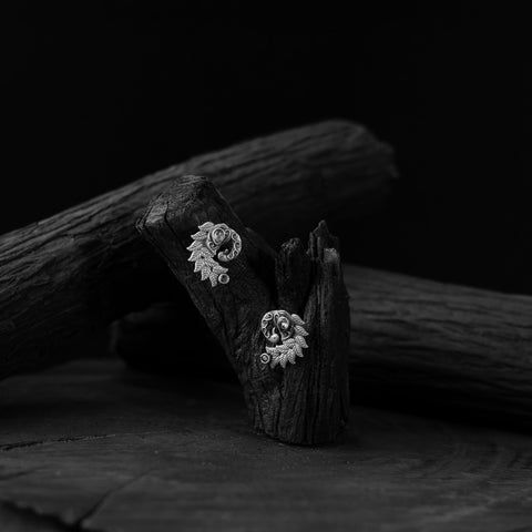 White - saanjh bela mayuri stone oxidised earrings