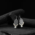 White - saanjh bela oval shape floral oxidised earring