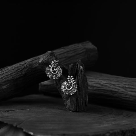 White - saanjh bela oxidised earrings - handcrafted