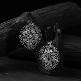 White - saanjh bela peacock & paisley oxidised earrings
