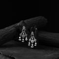 White - saanjh bela sparrow oxidised earrings - handcrafted