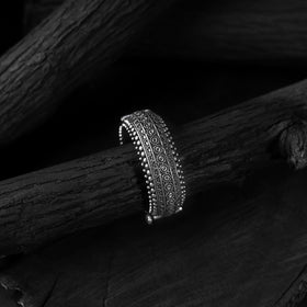 White - saanjh bela stone oxidised bangle - handcrafted