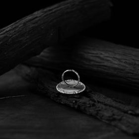 White - saanjh bela sun-bloom oxidised ring - handcrafted