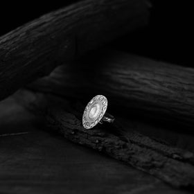 White - saanjh bela sun oxidised ring - handcrafted