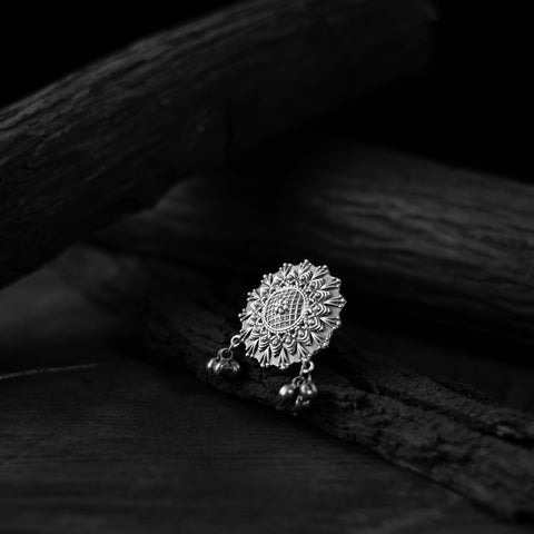 White - saanjh bela surya oxidised ring - handcrafted