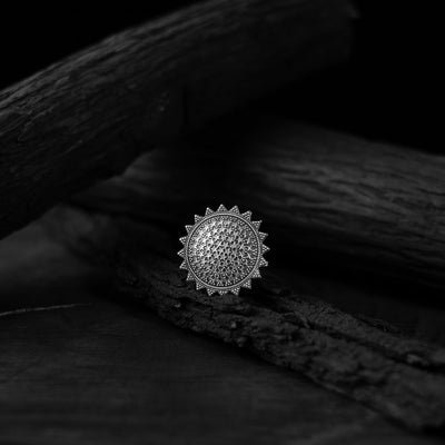 White - saanjh bela surya oxidised ring - handcrafted