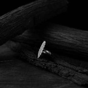 White - saanjh bela surya oxidised ring - handcrafted