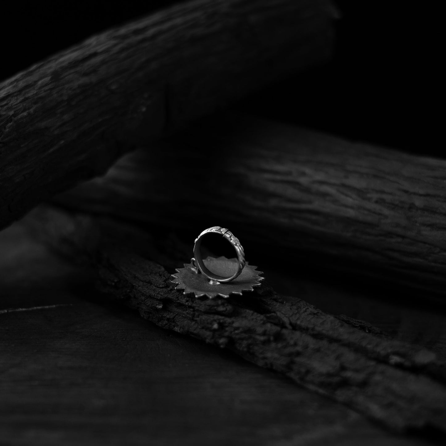White - saanjh bela surya oxidised ring - handcrafted
