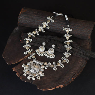 Saanjh Saaj Classic German Silver Necklace Set