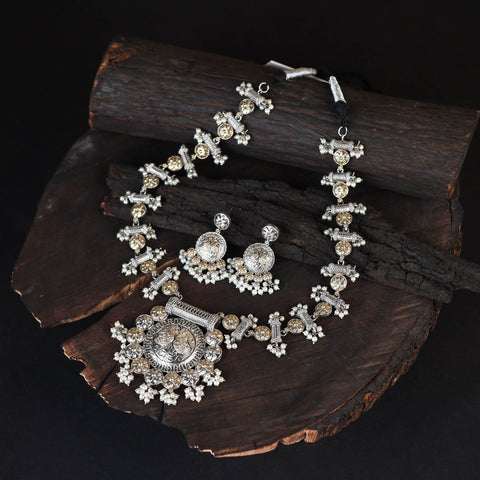 Saanjh Saaj Classic German Silver Necklace Set