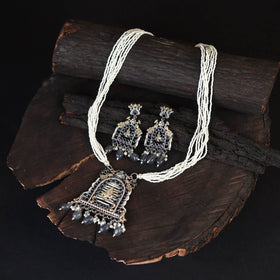 White - saanjh saaj classic german silver necklace set 02