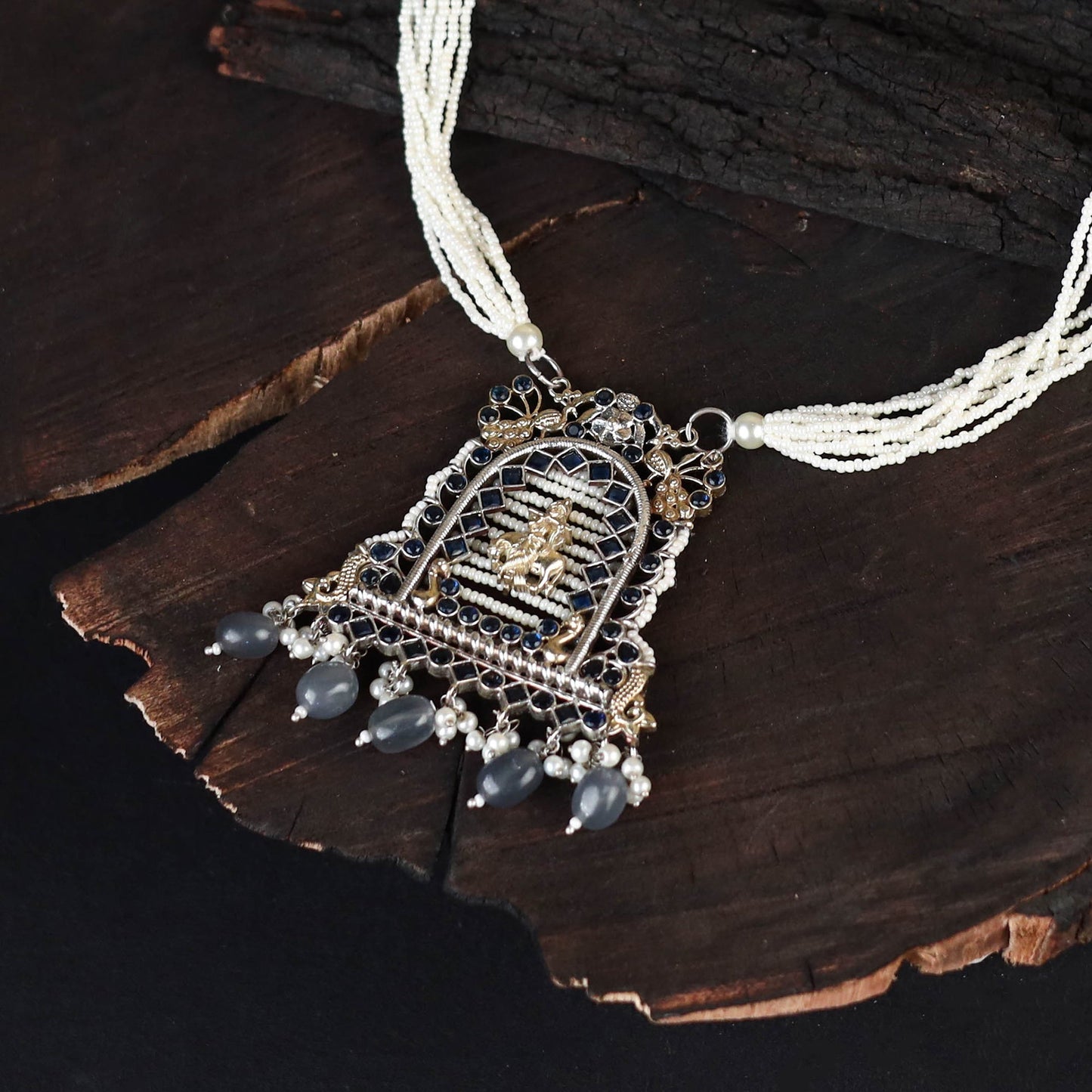 White - saanjh saaj classic german silver necklace set 02