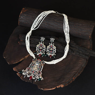 White - saanjh saaj classic german silver necklace set 04