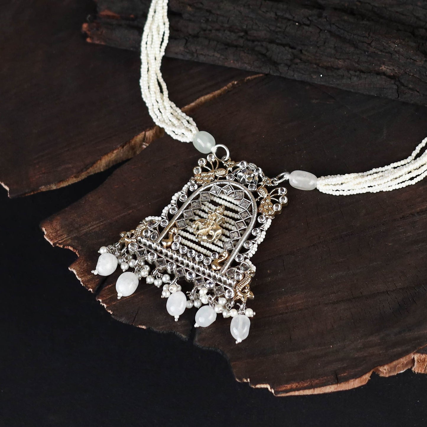 White - saanjh saaj classic german silver necklace set 05