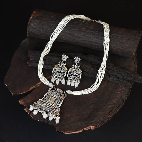 White - saanjh saaj classic german silver necklace set 05