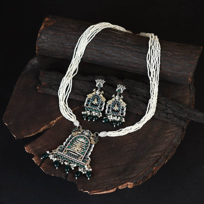 White - saanjh saaj classic german silver necklace set 07