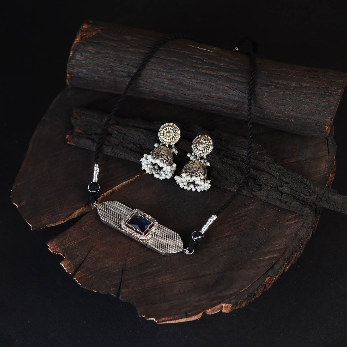 Saanjh Saaj Classic German Silver Necklace Set