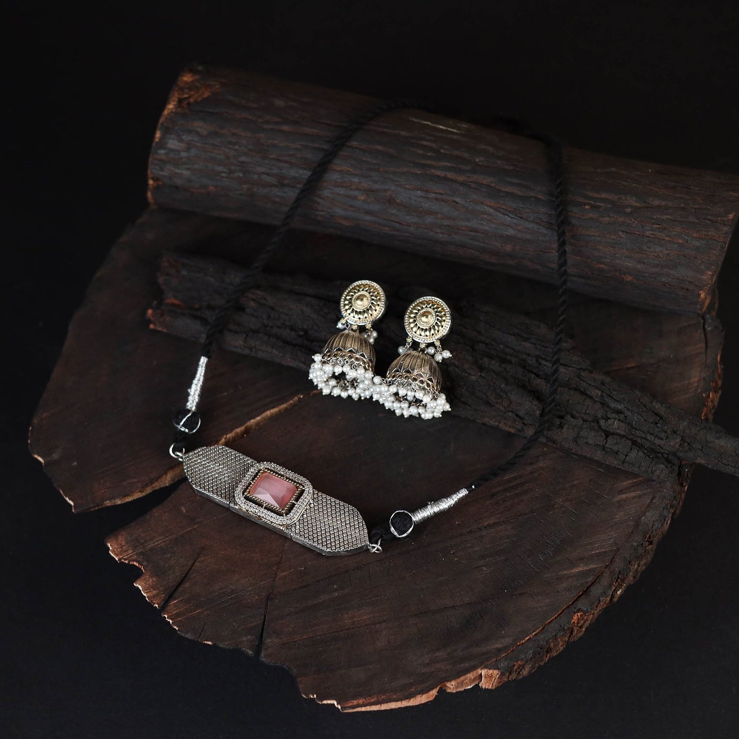 Saanjh Saaj Classic German Silver Necklace Set