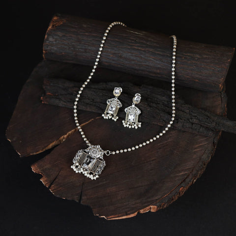 White - saanjh saaj classic german silver necklace set 44