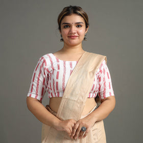 White - sambalpuri cotton stitched ikat blouse 01