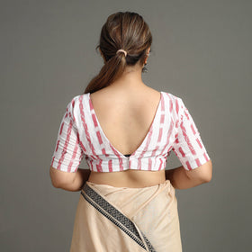 White - sambalpuri cotton stitched ikat blouse 01