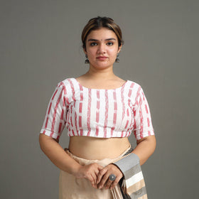 White - sambalpuri cotton stitched ikat blouse 01