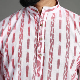 White - sambalpuri ikat weave cotton men short kurta