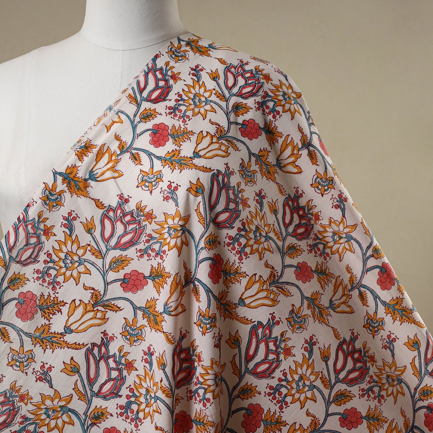White - sanganeri cotton fabric 14 - handcrafted