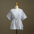 White - sanganeri cotton kaftan (short) 45 - handcrafted