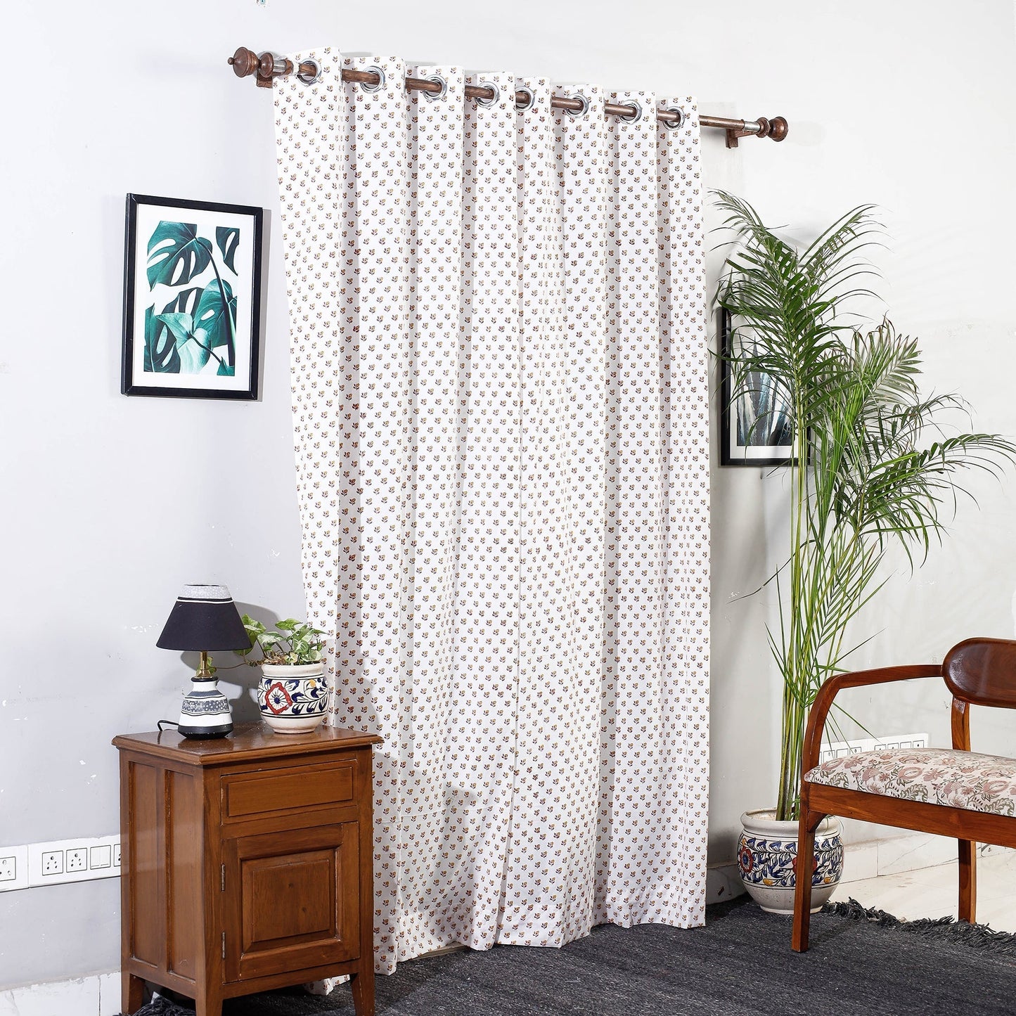 Sanganeri printed cotton door curtain (7 x 3 feet) (single