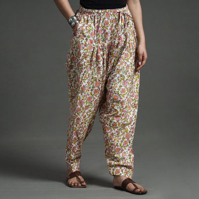 Buy Sanganeri Block Printed Cotton Elasticated Salwar Online at iTokri.com