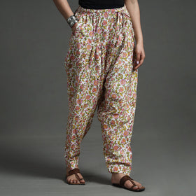 Buy Sanganeri Block Printed Cotton Elasticated Salwar Online at iTokri.com