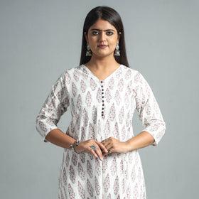 Buy Sanganeri Block Printed Cotton Long Kurta for Women