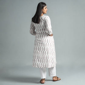 Buy Sanganeri Block Printed Cotton Long Kurta for Women