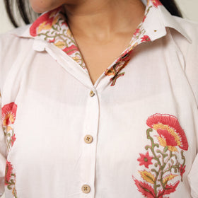 White - sanganeri block printed cotton co-ord set 19