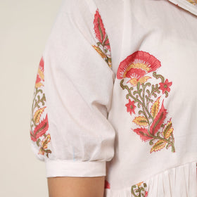 White - sanganeri block printed cotton co-ord set 19