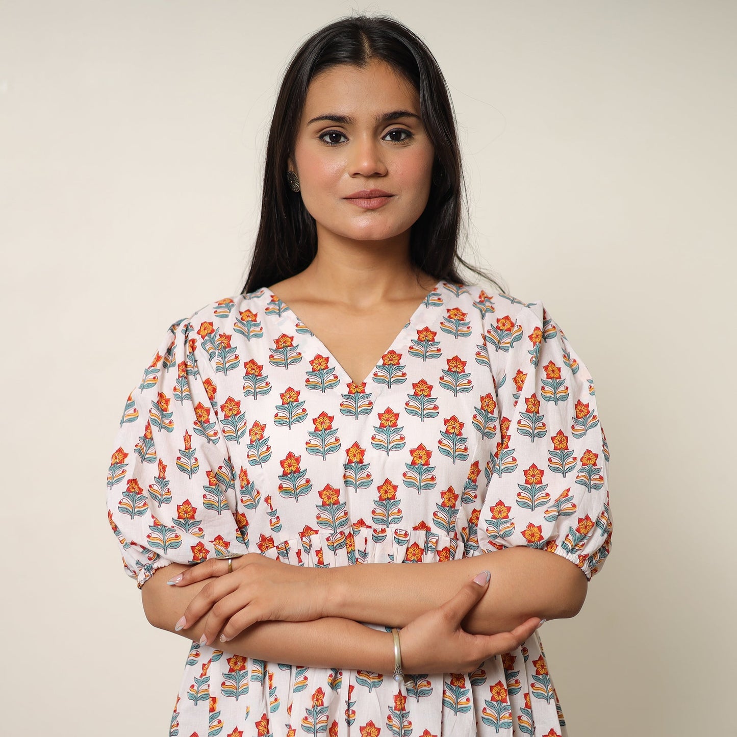 White - sanganeri block printed cotton co-ord set 29